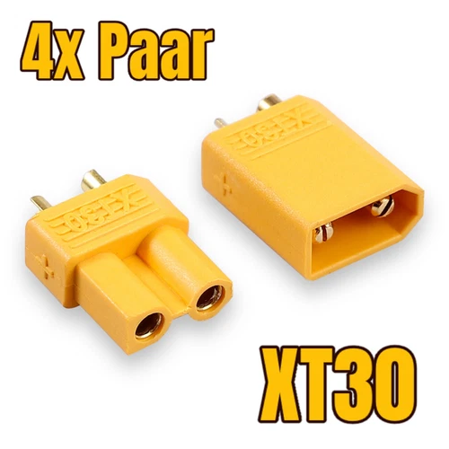 4 pairs 8pcs XT30 male female gold plug lipo battery RC 30A yellow XT 30 plug