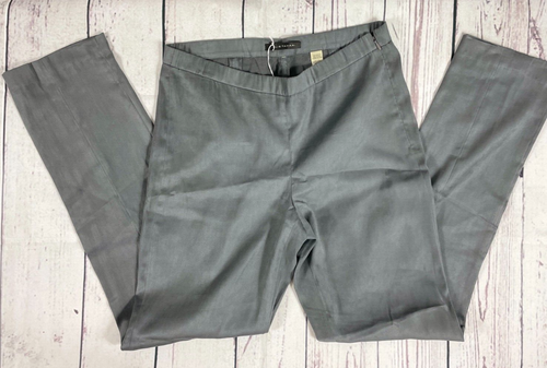 Pantaloni gambe sottili Elie Tahari grigio massiccio in finta pelle scamosciata - Foto 2 di 5