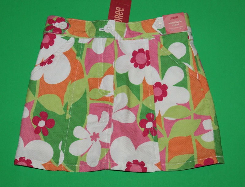4 NWT Gymboree SPRING FUN Vintage Orange Pink Flower Skirt SKORT Girls