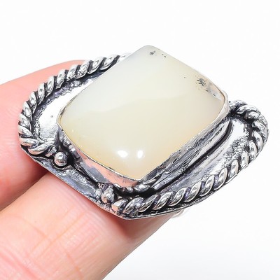 Natürlicher russischer dendritischer Edelstein 925 Sterlingsilber Ringgröße 6,5 R921