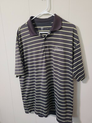 Nike Golf The Peninsula Delaware DE Large Mens Gray Striped Embroidered Polo 