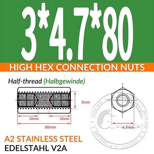 HIGH HEX CONNECTION NUTS HEXAGON CONNECTOR ROD BAR STUD LONG NUT M2 M3 M4 - M24 - Picture 58 of 197