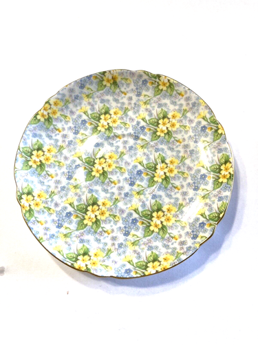 Vintage Shelley Primrose Chintz Gold Footed Yellow Blue Teacup And Saucer - Picture 3 of 5