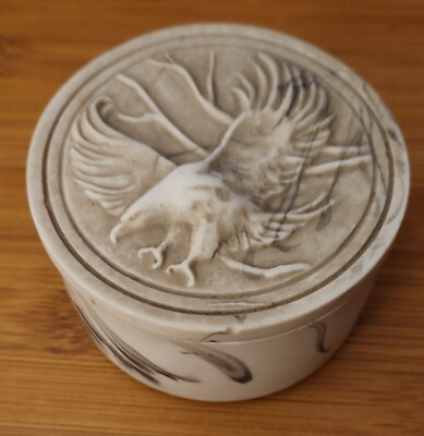 Vintage Marble Textured Eagle Trinket Box Canadian By Pearlite