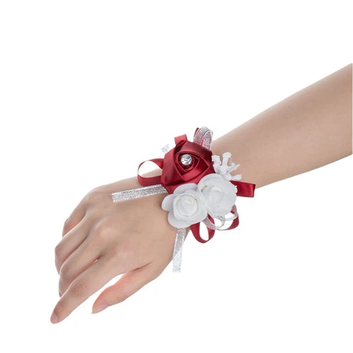 Bridesmaid Wrist Corsage Bracelet Pearl Hand Flowers Wedding Party Prom Decor UK - Picture 4 of 18