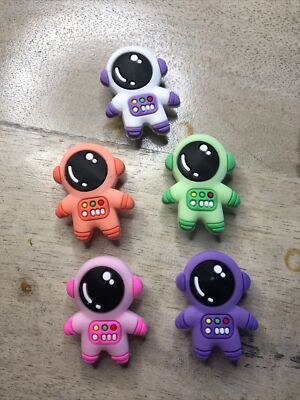 3D Astronauts Among Us x 5 Astro JIBBITZS SHOE CHARM FIT CROCS.  NEW WITH TAGS.