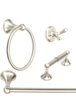 4-Piece Bath Hardware Set with 24 in. Towel Bar Satin Nickel