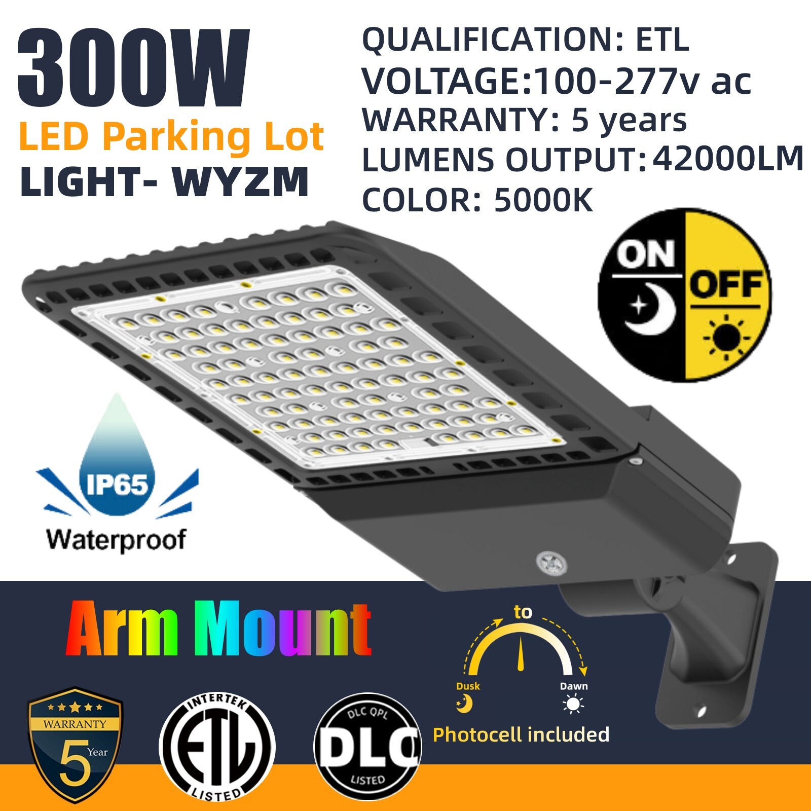 LED Parking Lot Light Outdoor Street Area Lighting IP65 Dusk to Dawn