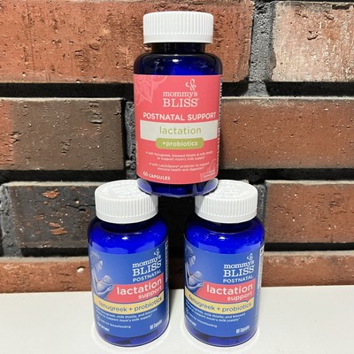 3 Mommy's Bliss Postnatal Lactation Support w/ Fenugreek + Probiotics 60ct Each