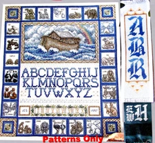 Noahs Ark Sampler Animal Pair Rainbow Old English Alphabet CROSS STITCH PATTERNS
