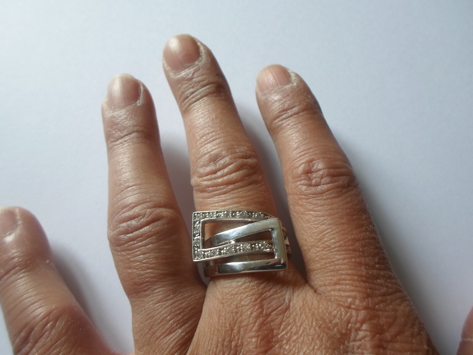 solid silver ring, interlaced openwork rectangles… - image 4