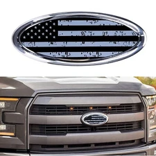 9INCH For Ford F150 Black US Flag Front Grill Tailgate Emblem Oval Badge Sticker