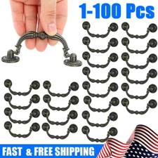 1-100Pcs 3" Vintage Drop Bail Dresser Cabinet Handle Drawer Pull Antique Bronze