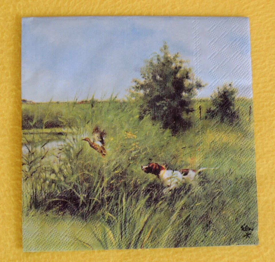 20 Servietten Jagd Hunde Enten DOG HUNTS Wiese Teich1 Packung OVP Ambiente - Bild 3 von 4