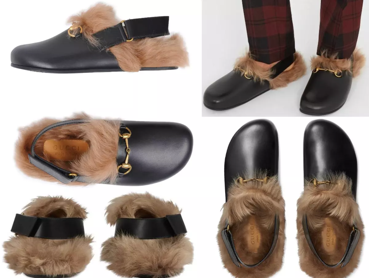 Gucci Fur Princetown Slippers River Clogs Slide Shoes Sandals