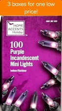 100 String Lights Purple Halloween Indoor Outdoor - 3 Boxes - 20ft Ea/60ft Total