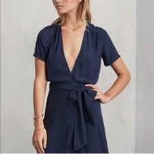 Reformation, NWT, Hadley Wrap Dress in Peacock, XS
