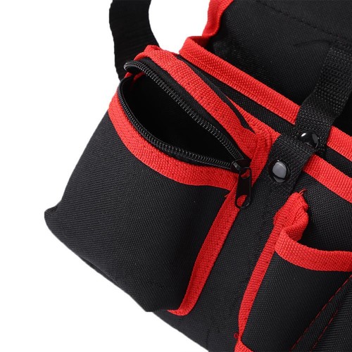 Multipurpose Waist Pockets Electrician Tool Bag Organizer Carry Pouch (Red) - Picture 11 of 12