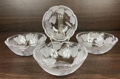 4 Beautiful Crystal Clear Industries Clarissa Daffodil Flower Frosted 6'' Bowls