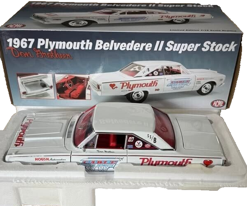 1/18 (IB) 1967 Plymouth Belvedere II Super Stock "Don Grotheer" Blanco con Gra - Imagen 7 de 7