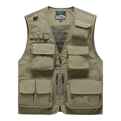 Men Cargo Multi Pockets Vest Utility Waistcoat Fishing Hiking Sleeveless Jackets - Picture 4 of 18