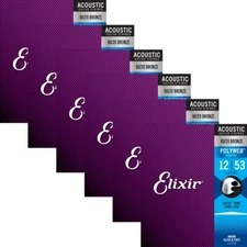 Elixir 11050 Polyweb 80/20 Bronze Light Acoustic Guitar Strings 12-53 (6-Pack)