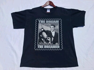 Vintage Martin Luther King Barack Obama Yes We Can I Have Dream USA Stamp Shirt
