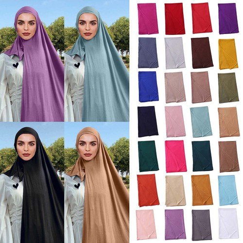 Women Hijab Muslim Head Scarf Solid Color Long Scarf Wrap Scarves Cotton Scarf