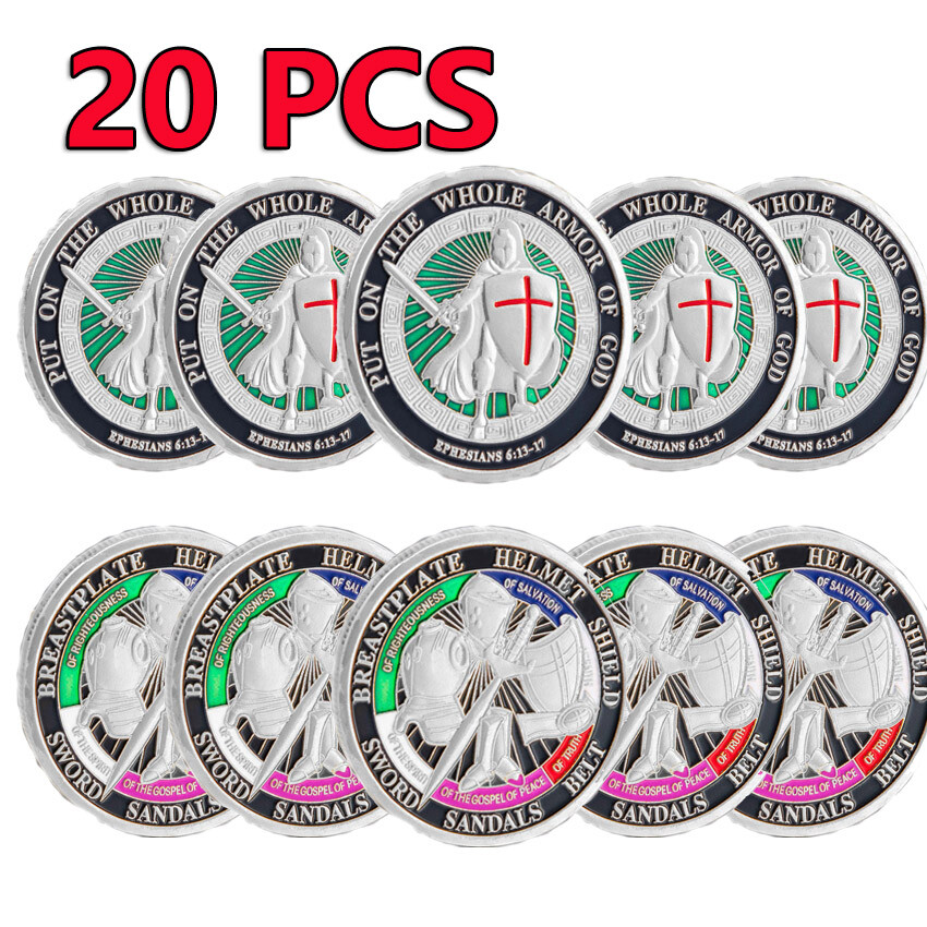 20PCS Collect Coin Put on The Whole Armor of God Commemorative Challenge Coin