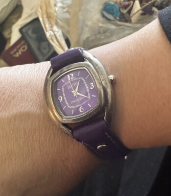 Ecclissi Sterling Silver Purple Leather Watch Needs Battery  display picture 2