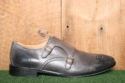 Cole Haan Gray Double Monk Strap Leather Shoes COLE HAAN  main image 3