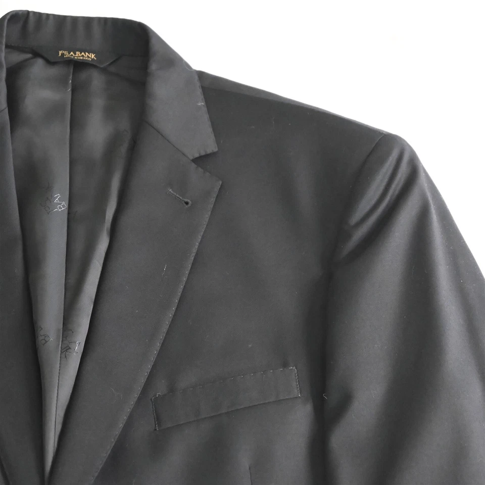 Terno calça jaqueta masculina Jos A Bank 46L 40x30 preto sólido assinatura ouro 100% lã - Imagem 3 de 4