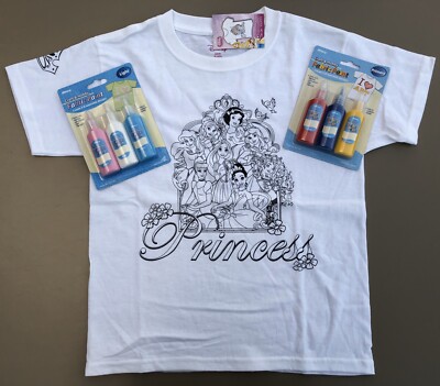 Girls Small DISNEY s PRINCESSES Simplicity Coloring T-Shirt With Fabric Paints