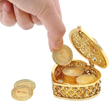 TINGKU English Gold 13 Wedding Arras Unity Coins Set with Heart Shaped Box, Arra