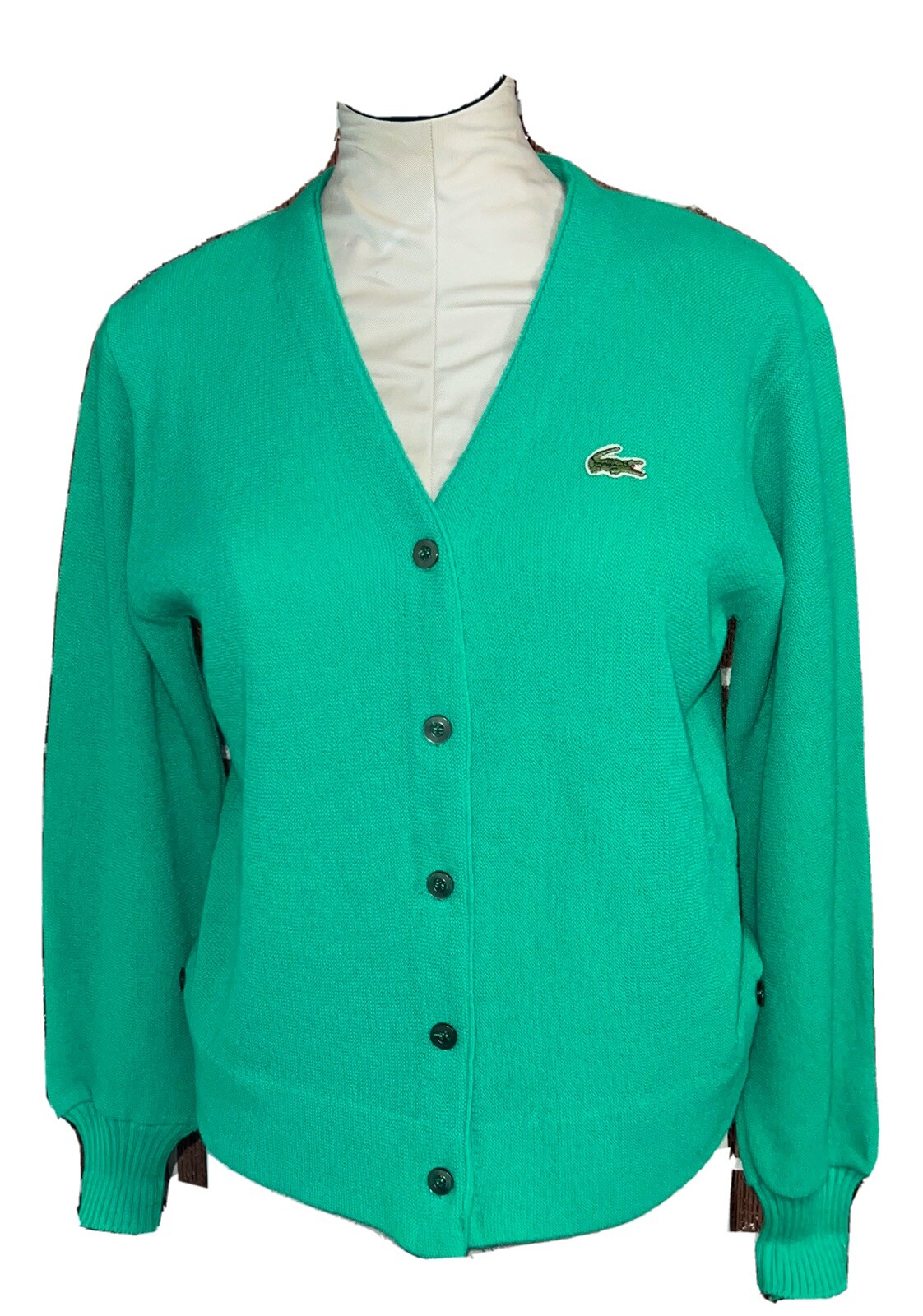 Vintage Izod Haymaker Lacoste 38 Green Cardigan Sweat… Gem