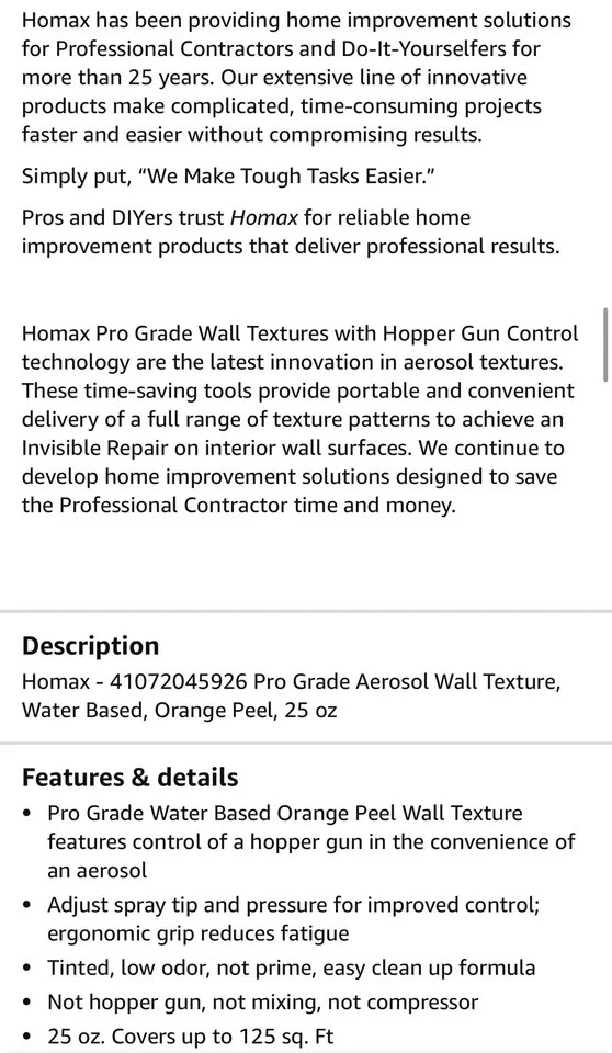 3 CANS 25 oz Homax Wall Texture PRO GRADE 25 oz ORANGE PEEL Adjusting