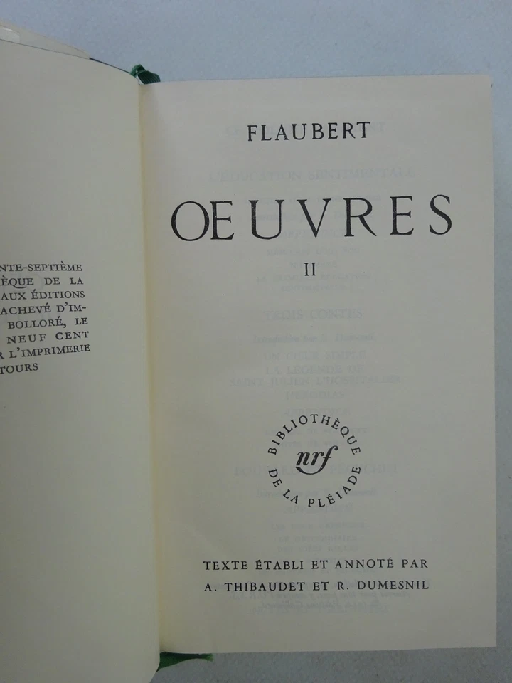 [PLEIADE]. FLAUBERT, Gustave. Œuvres. Tome II. 1968 - Photo 4/4