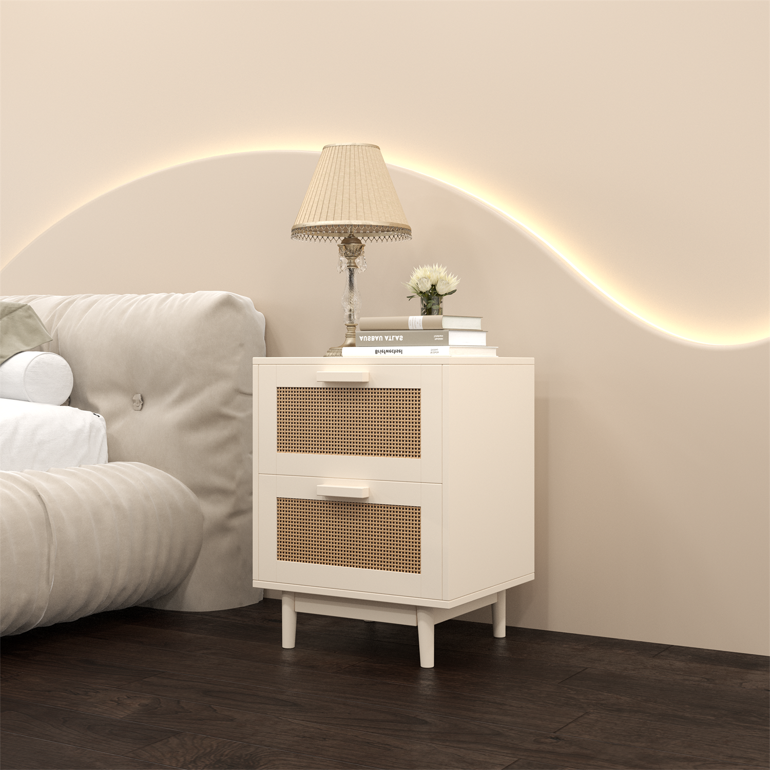 Wooden Nightstand with Storage - Bedside End Table for Bedroom-image