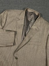 Oak Hill Blazer Jacket Men  s 54L Brown Tweed Herringbone Wool Marzotto Tessuto