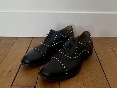 Gucci Herren Nieten Leder Oxford elegante Schuhe schwarz Schnürschuhe Größe UK11/US12/EU46
