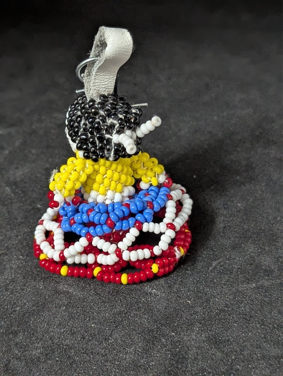 Vintage Zuni Pueblo Native American Beaded Doll Folk Art Seed Bead