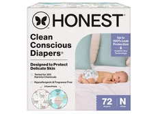 The Honest Clean Conscious Disposable Diapers, Newborn, 72 Count - FREE SHIPPING