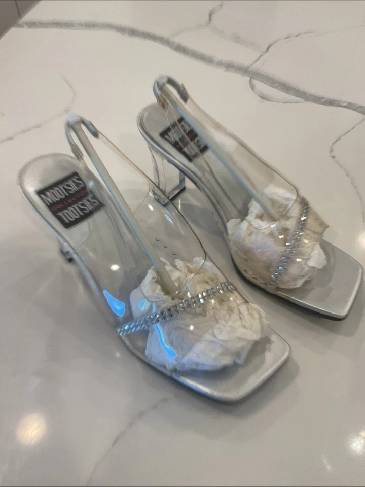 Mootsies Tootsies Damas Y2K Lucite Tacones Transparentes con Cordones Bling Talla 6.5 Medianos Foto 2 de 4