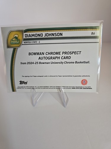 Autógrafos de prospecto cromado de la Universidad Bowman 2024-25 Diamond Johnson #86  - Imagen 2 de 4