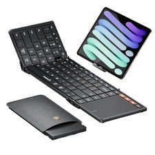 Foldable Keyboard with Touchpad, XK01 TP Folding Portable Keyboard, Full Black