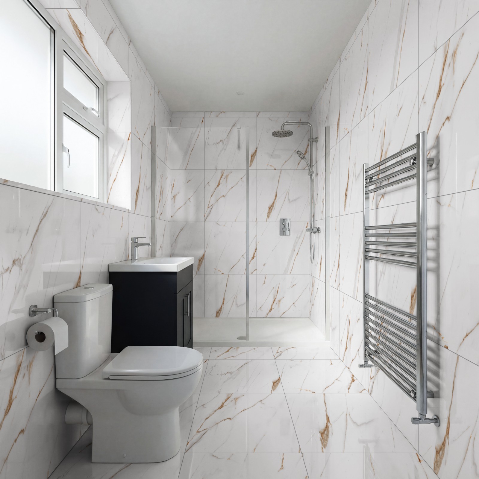 600x600 GLOSS WHITE GOLD MARBLE EFFECT PORCELAIN TILES SAMPLE FLOOR & WALL