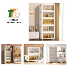 Storage Bins with Lid 76QT, Stackable Storage Containers with Wheels and Magn...