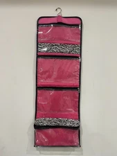 Modella Zebra Print Cosmetic Makeup Bag Travel Organizer Black Vinyl Trim