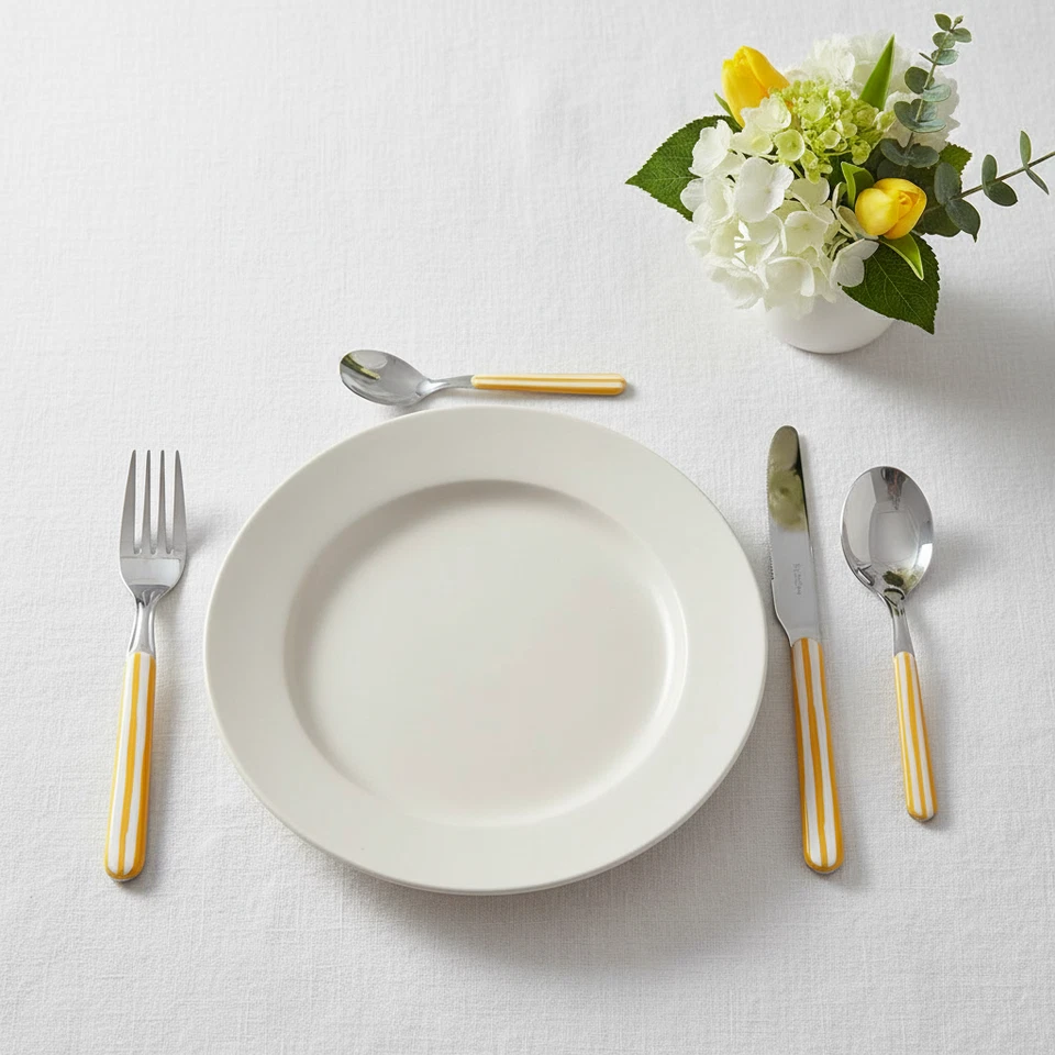 EME Bonita - 24 cubiertos modernos acero inoxidable 18/10, mango a rayas - Imagen 2 de 4