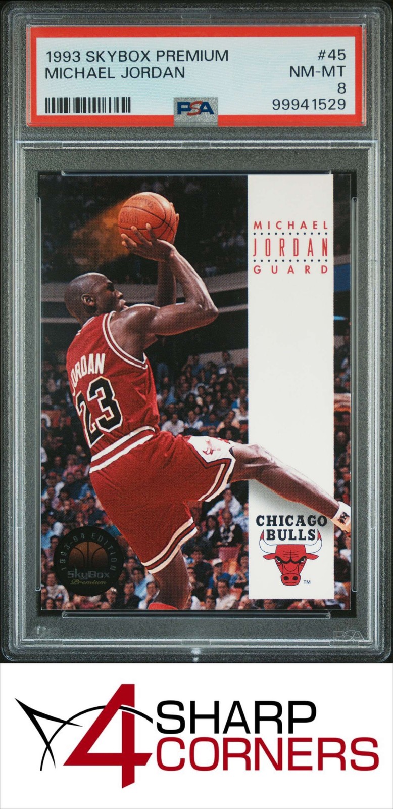 1993 SKYBOX PREMIUM #45 MICHAEL JORDAN BULLS HOF PSA 8